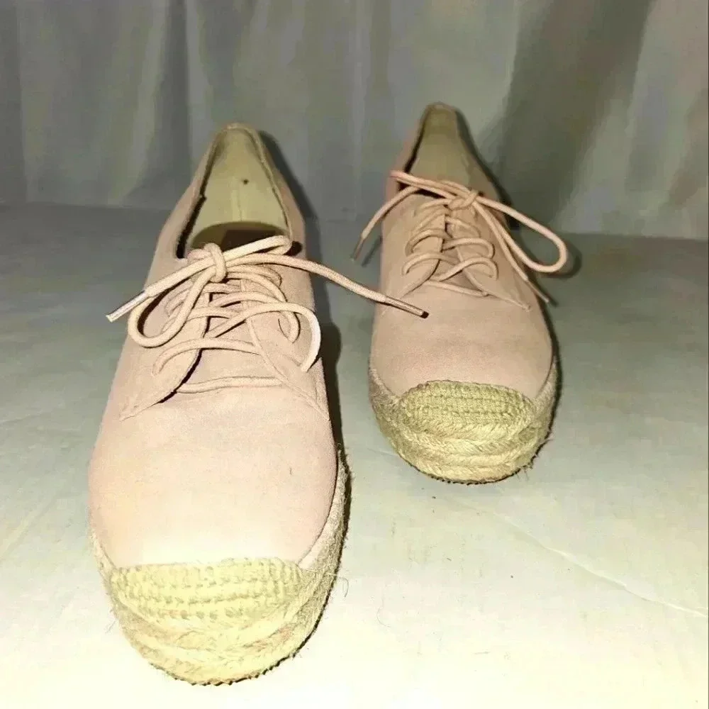 Bettye Mueller Concept Regina Mauve/‎ Blush Suede Lace Up Espadrille Wedges 7.5